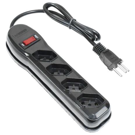 FILTRO DE LINHA 4 TOMADAS BIVOLT PRETO MEGATRON@
